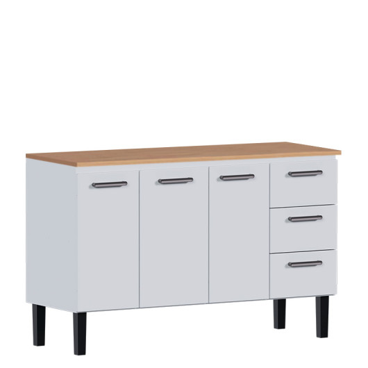 Balcão de Aço Com Tampo Madeira Jequitiba 153x92x52cm Novo Vênus 160 Cozimax Branco