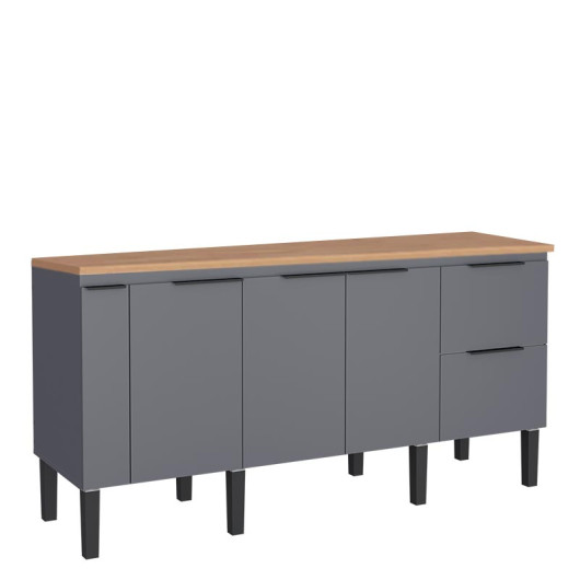 Balcão Buffet Cozinha com Tampo 194x85x51cm Cisne 200 Cozimax Cinza/Jequitiba