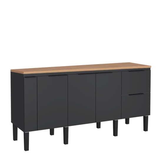 Balcão Buffet Cozinha com Tampo 194x85x51cm Cisne 200 Cozimax Preto/Jequitiba