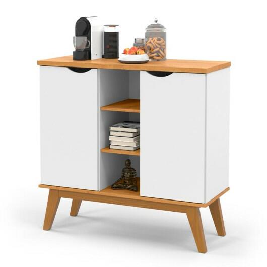 Balcão Pequeno Cantinho do Café 100cm 2 Portas Prism Patrimar Branco/Cinamomo