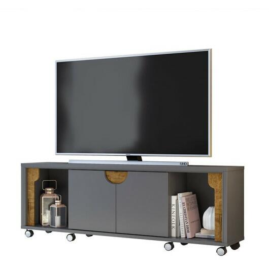 Rack Bancada Para TV Até 65 Pol  Firenze 1.8 Lukaliam Cinza/Canela