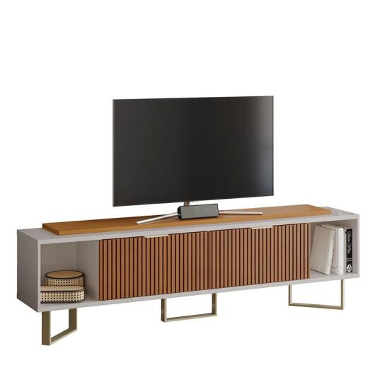 Rack Para TV 75 Polegadas Sagary 2.1 EAX Móveis Off White/Tauar Ripado