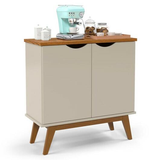 Buffet Aparador Pequeno 2 Portas 81cm Prism Patrimar Off White/Cumaru