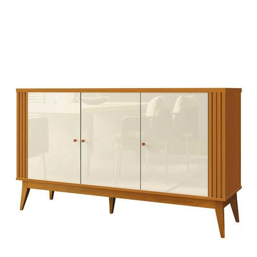 Balcão Buffet Sala Jantar 3 Portas 1 Gaveta Argo 140cm EDN Cedro/Off White