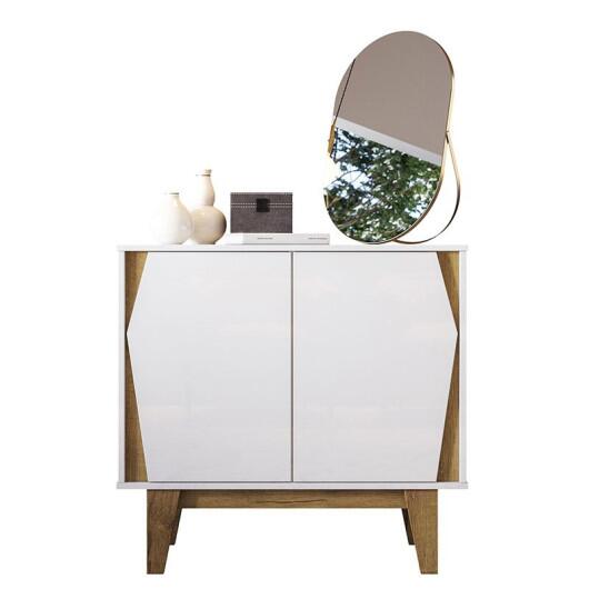 Balcão Buffet Pequeno 2 Portas Surina EAX Móveis Branco/Canela