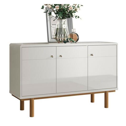 Buffet Balcão Sala 3 Portas 120cm Catar Lukaliam Off White Perolizado/Tauari