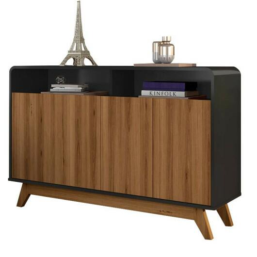 Buffet Balcão 4 Portas Eccos Fabrimoveis Preto/Nature