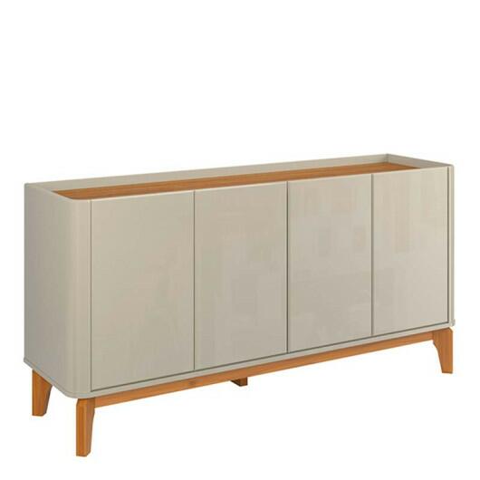 Buffet Balcão 160cm Sala com 4 Portas Flip 1.6 Patrimar Off White/Cumaru