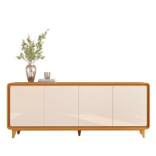 Buffet Sala Jantar 218cm 4 Portas Cantos Arredondado Liv 2.2 EDN Cedro/Off White