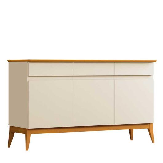 Buffet 140cm Sala Jantar 3 Portas 3 Gavetas Magnum EDN Off White/Cedro