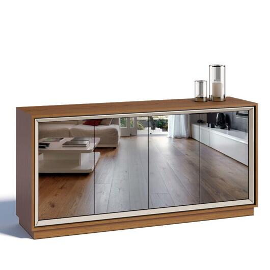 Buffet 4 Portas Com Espelho Sala de Jantar 1.60 Ópera Imcal Off White/Freijó