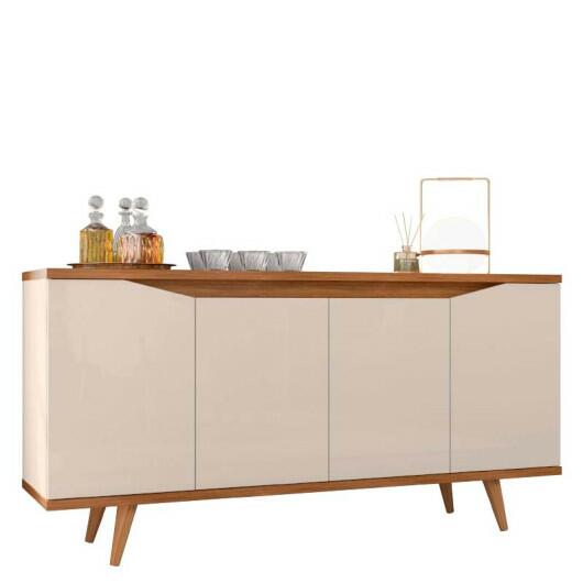 Buffet Balcão 1.6 Sala de Jantar 4 Portas Grace Casa D Off White/Cedro