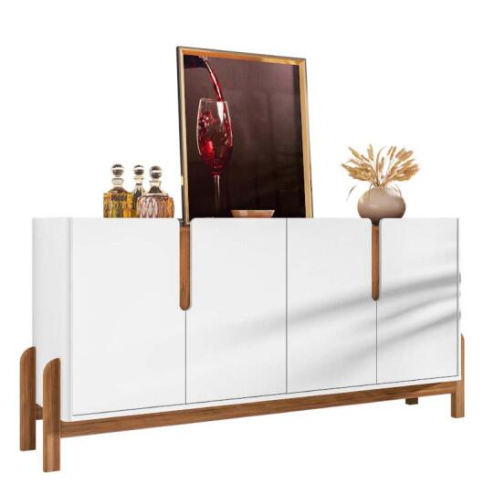 Buffet Balcão Sala de Jantar 4 Portas Lizz 1.7 Casa D Branco/Cedro