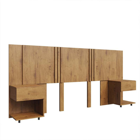 Cabeceira Extensiva Casal Queen King com Mesa Lateral Gaveta Flora Lukaliam Cinamomo