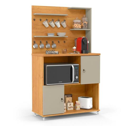 Cantinho do Café Balcão Para Micro-Ondas  90cm Aconchego Patrimar Cinamomo/Off White
