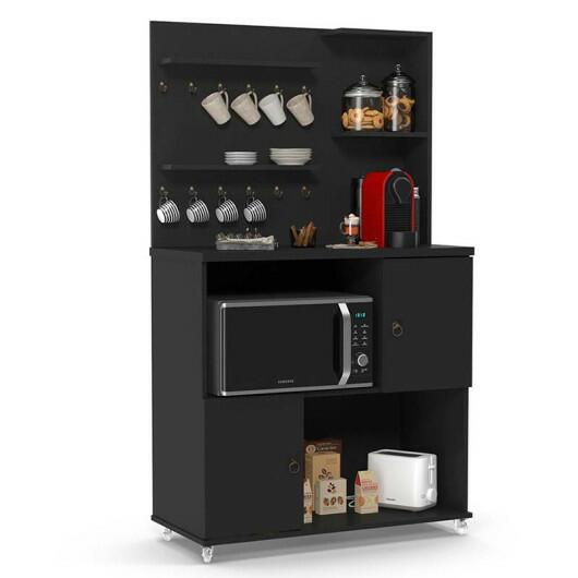 Cantinho do Café Balcão Para Micro-Ondas  90cm Aconchego Patrimar Preto