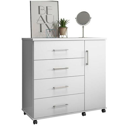 Cômoda Pequena 103cm Com Sapateira 4 Gavetas Belle Lukaliam Branco