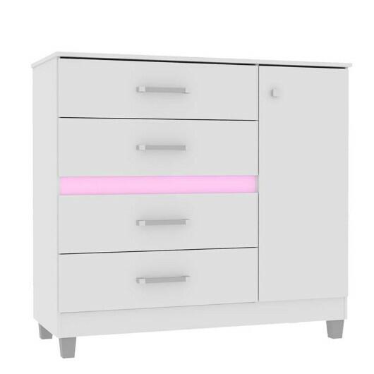 Cômoda com Sapateira Florence Mirarack Branco/Rosa
