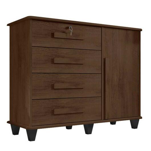 Cômoda com Sapateira 120cm 4 Gavetas Quarto Grécia RV Móveis Noce