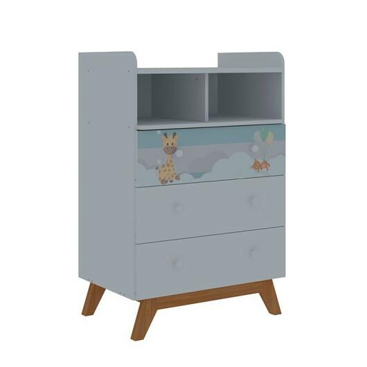 Cômoda Infantil Pequena Mundo Encantado Pés Cadeira Gelius Branco
