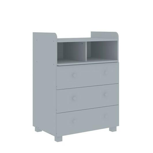Cômoda Infantil Pequena 3 Gavetas Lua Pés Baby Gelius Branco
