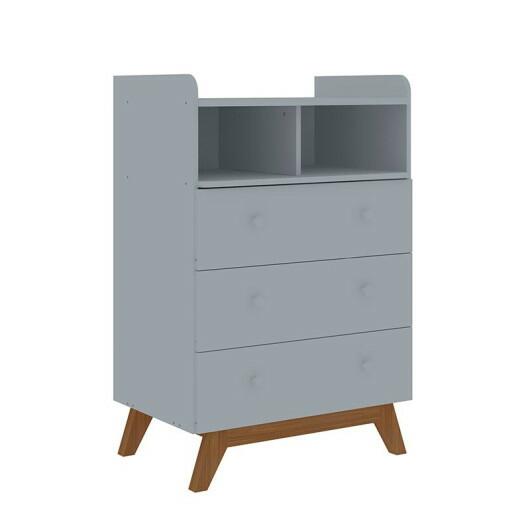 Cômoda Infantil Pequena 3 Gavetas Lua Pés Cadeira Gelius Branco
