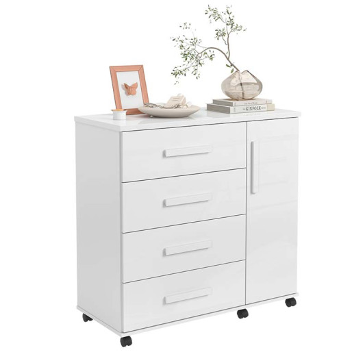 Cômoda Pequena Com Sapateira 4 Gavetas Mavi Lukaliam Branco