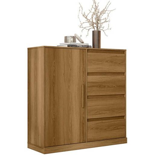 Cômoda Compacta 4 Gavetas Sapateira Rodízios Vênus Lukaliam Freijo