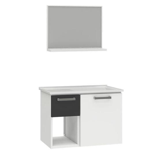 Conjunto Para Banheiro Aço Gabinete com Espelho Açai 60 Cozimax Branco/Preto