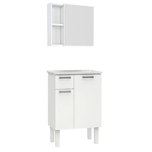 Conjunto Para Banheiro Aço Araça 60 Espelho Ameixa Cozimax Branco