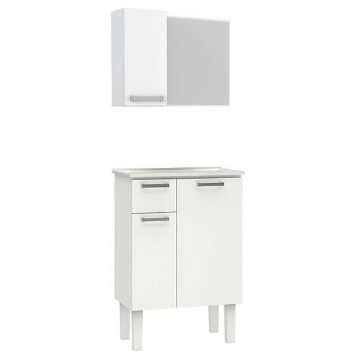 Conjunto Para Banheiro Aço Araça 60 Espelho Romã Cozimax Branco