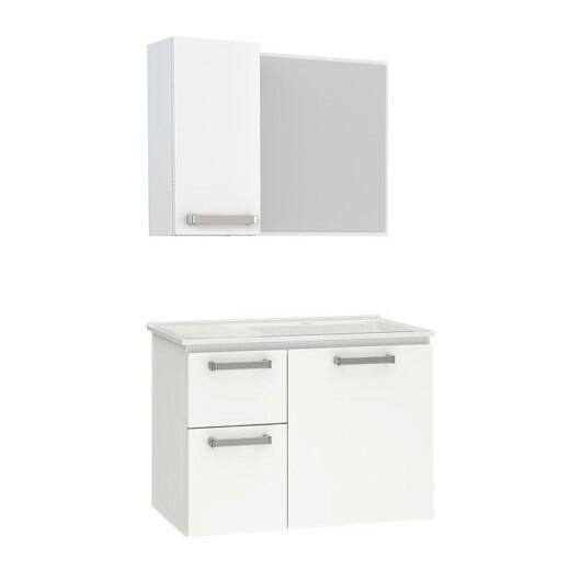 Conjunto Para Banheiro Aço Kiwi 60 Espelheira Romã Cozimax Branco