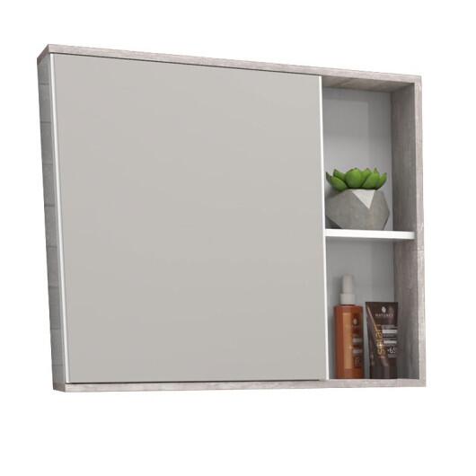 Espelho Para Banheiro Madeira Com Porta Caeté 60 Cozimax Branco/Calcare