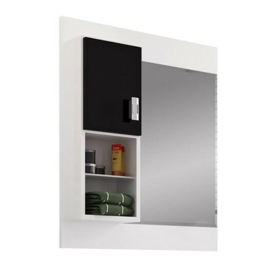 Espelho Para Banheiro Madeira Ficus 50 Cozimax Branco/Preto