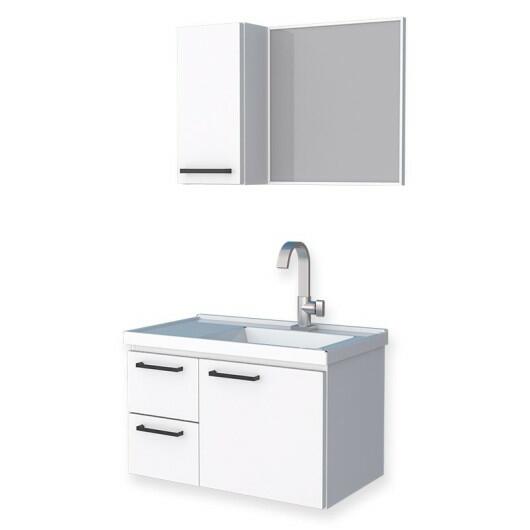 Conjunto Para Banheiro Aço Gabinete e Espelho Romã 60 Cozimax Branco