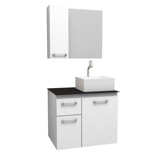 Conjunto Para Banheiro Aço Gabinete Figo 60 com Cuba Prisma Cozimax Branco