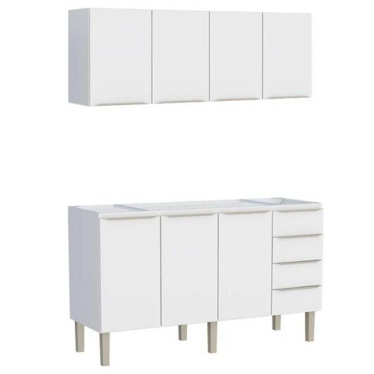 Cozinha Completa Aço Gabinete Para Pia 160cm com Armário Aéreo Flora Cozimax Branco