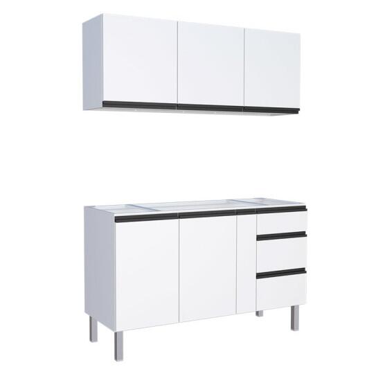Cozinha Completa Gabinete Para Pia e Armário Aéreo Gaia 150cm Cozimax Branco 
