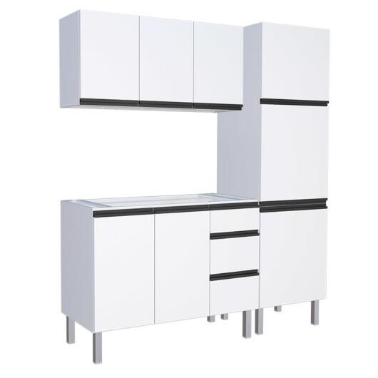 Cozinha Completa 180cm Gabinete Para Pia Com Armário Aéreo e Paneleiro Gaia Cozimax Branco