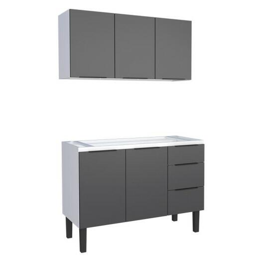 Cozinha Completa Gabinete Para Pia 120cm e Armário Aéreo Júpiter Cozimax Preto