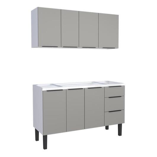 Cozinha Completa Gabinete Para Pia 140cm e Armário Aéreo Júpiter Cozimax Cinza Argila Cozinha Completa Gabinete Para Pia 140cm e Armário Aéreo Júpiter Cozimax Cinza Argila