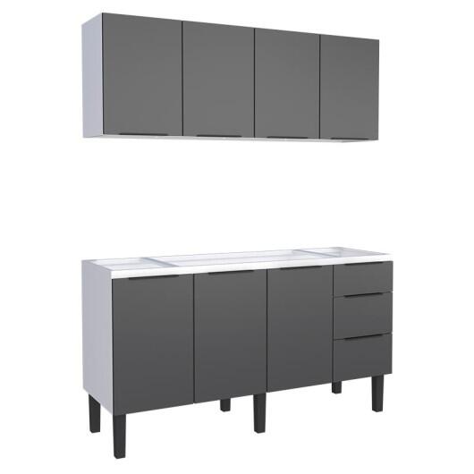 Cozinha Completa Gabinete Para Pia 160cm e Armário Aéreo Júpiter Cozimax Preto