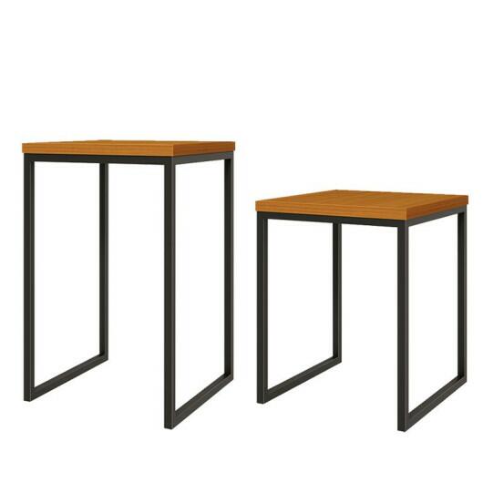Conjunto de Mesas Lateral e Apoio Para Sala 40x40 Iron EAX Móveis Cedro 