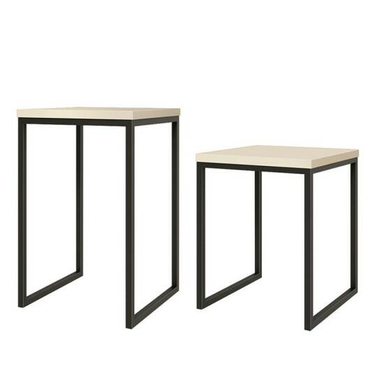 Conjunto de Mesas Lateral e Apoio Para Sala 40x40 Iron EAX Móveis Off White