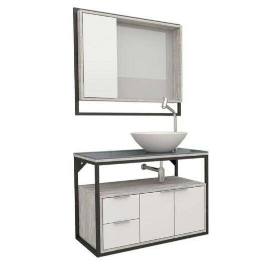 Conjunto Para Banheiro Apoema 80 com Cuba Cuia Cozimax Branco/Calcare