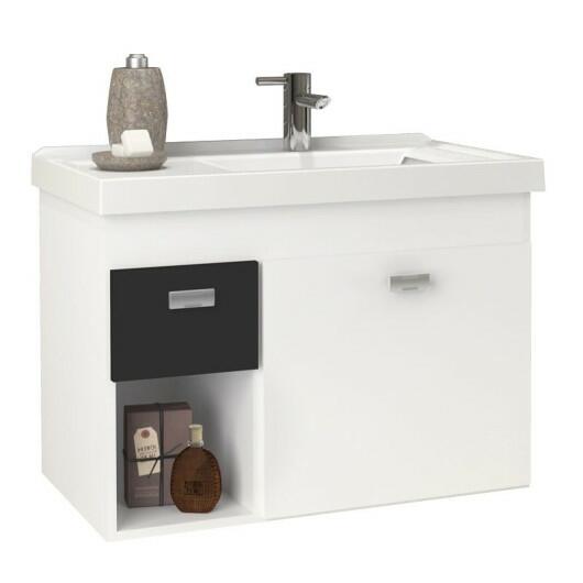 Gabinete Para Banheiro Madeira Camélia 60 Cozimax Branco/Preto