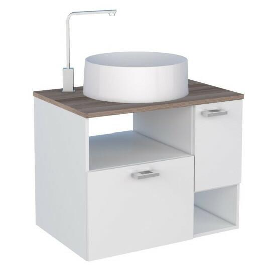 Gabinete Para Banheiro Iara 60 com Cuba Domo Cozimax Branco/Tamarindo