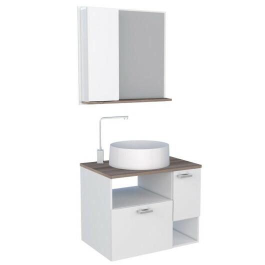 Conjunto para Banheiro Iara 60 com Cuba Domo Cozimax Branco/Tamarindo