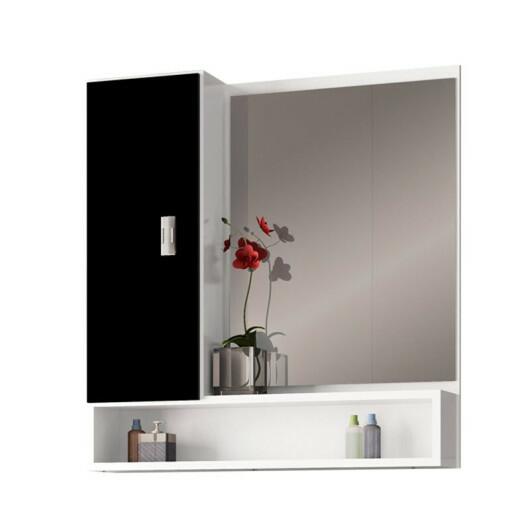 Espelho Para Banheiro Madeira Orquídea 60 Cozimax Branco/Preto