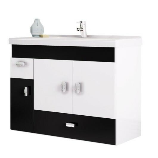 Gabinete Para Banheiro Madeira Orquídea 80 Cozimax Branco/Preto